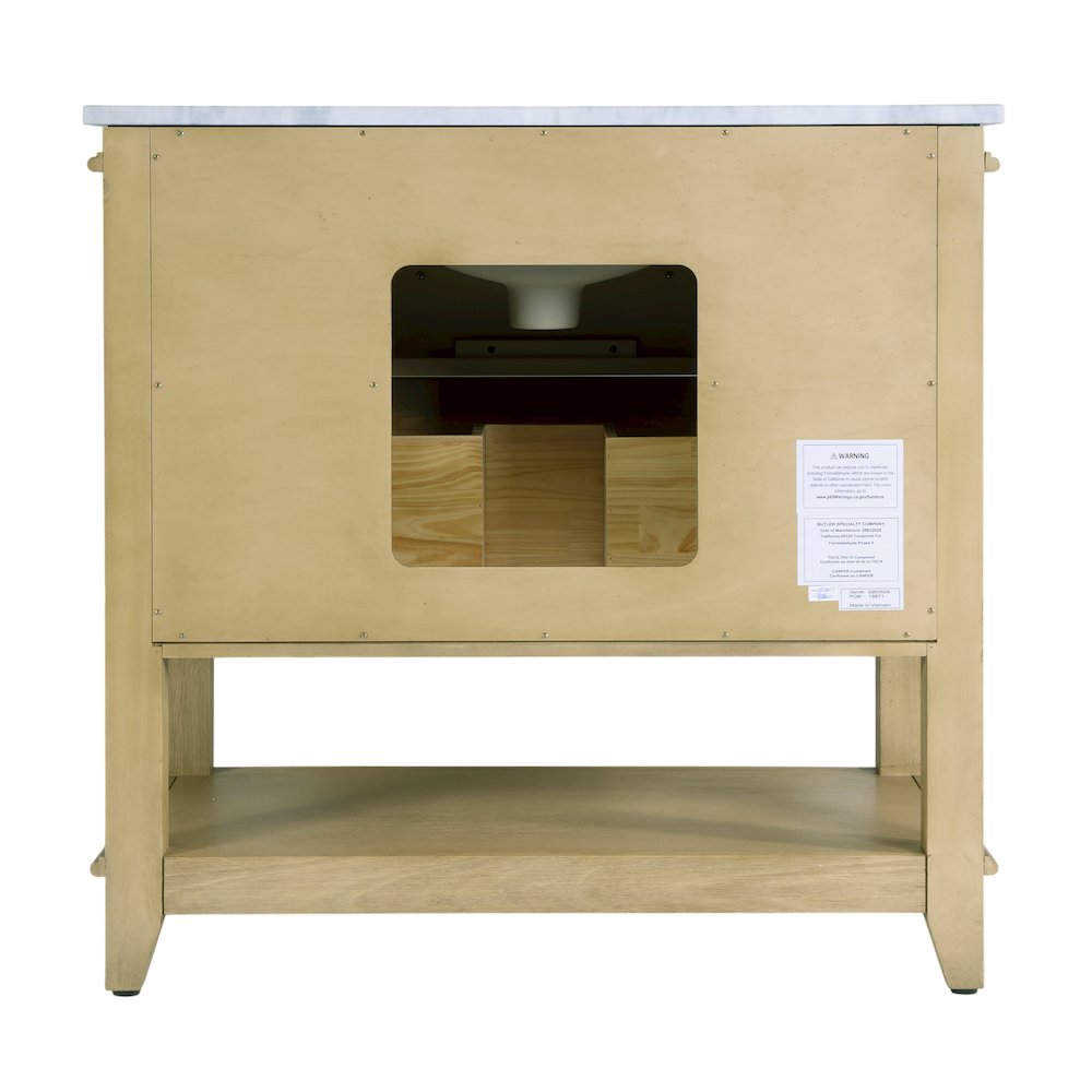 Lois 36 in. W Wood & Marble Single Sink Bathroom Vanity, Light Brown. Picture 8