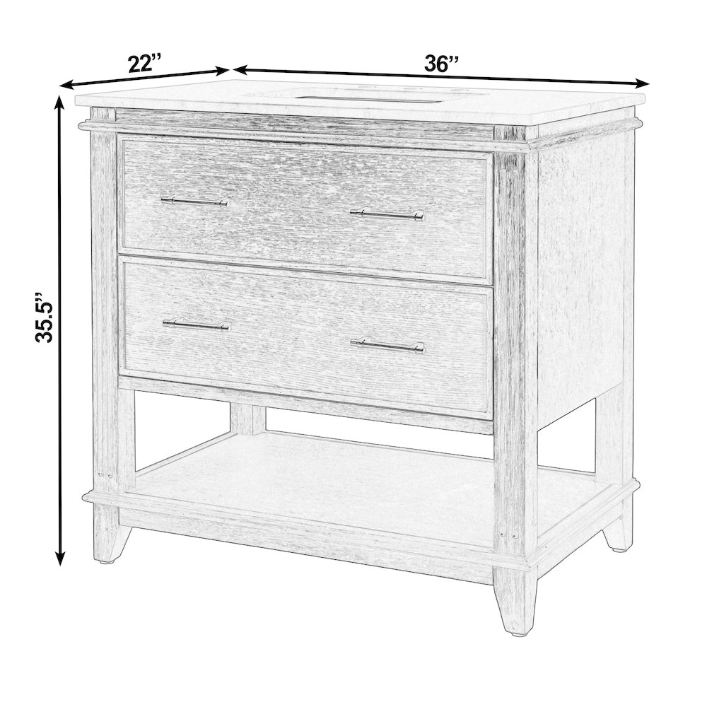 Lois 36 in. W Wood & Marble Single Sink Bathroom Vanity, Light Brown. Picture 3