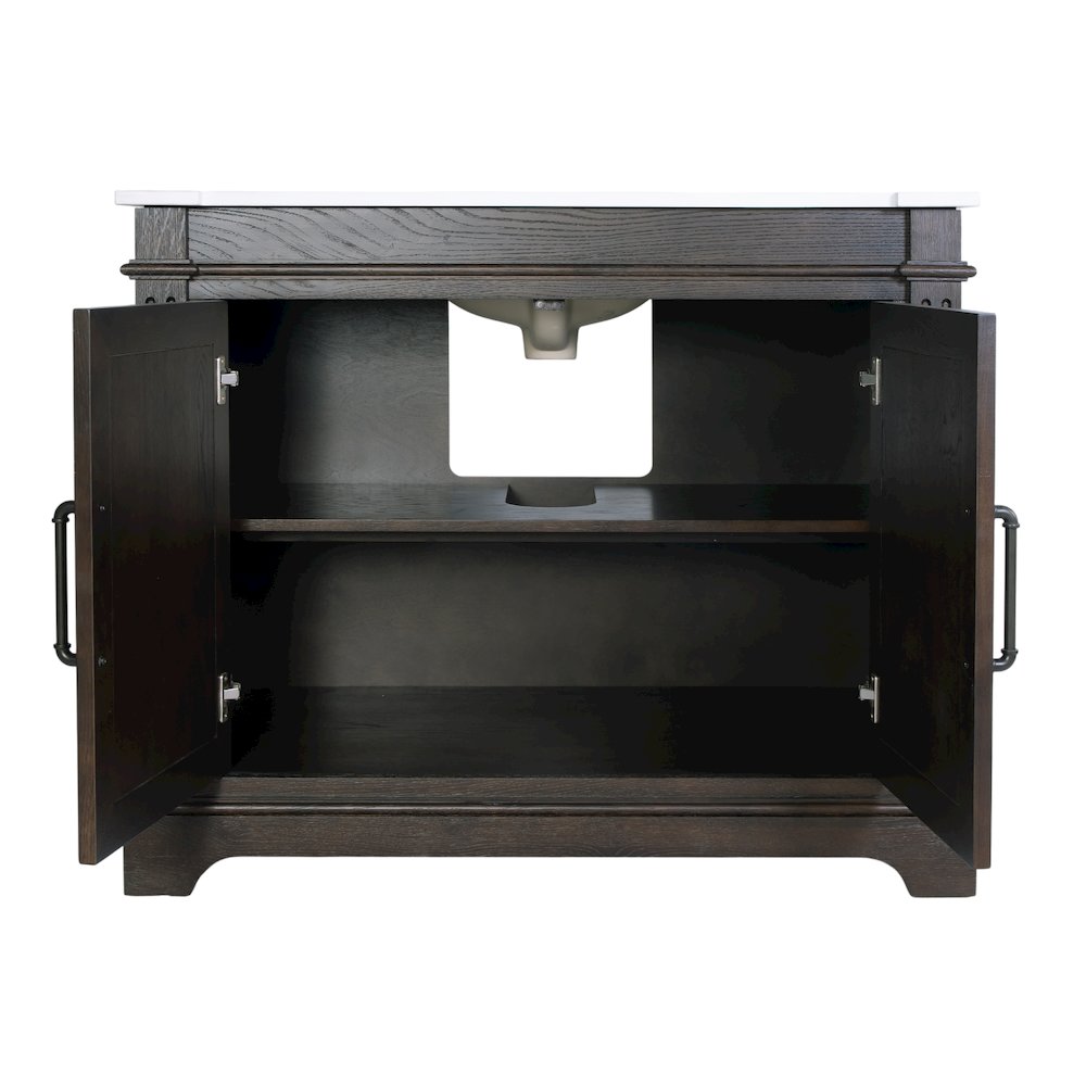 Maurice 42 in. W Wood & Quartz Single Bathroom Vanity, Dark Brown. Picture 5