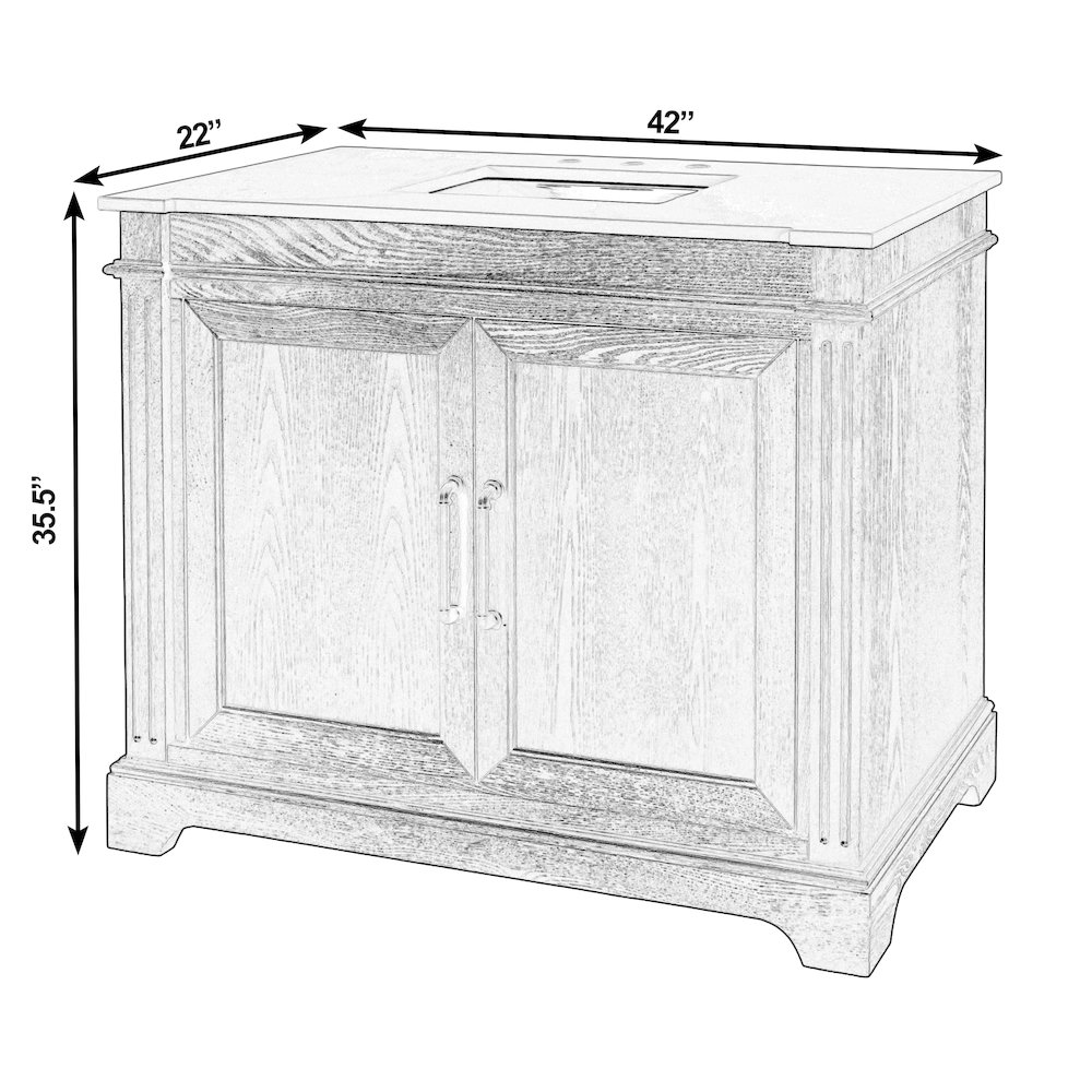 Maurice 42 in. W Wood & Quartz Single Bathroom Vanity, Dark Brown. Picture 3