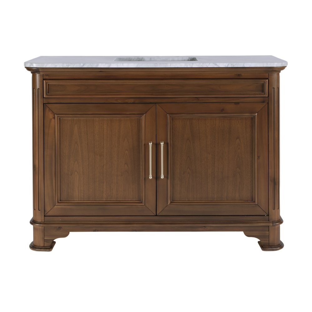 Colorado 48"W Marble Top Single Sink Bathroom Vanity, Walnut. Picture 4