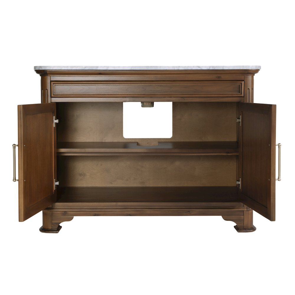 Colorado 48"W Marble Top Single Sink Bathroom Vanity, Walnut. Picture 5