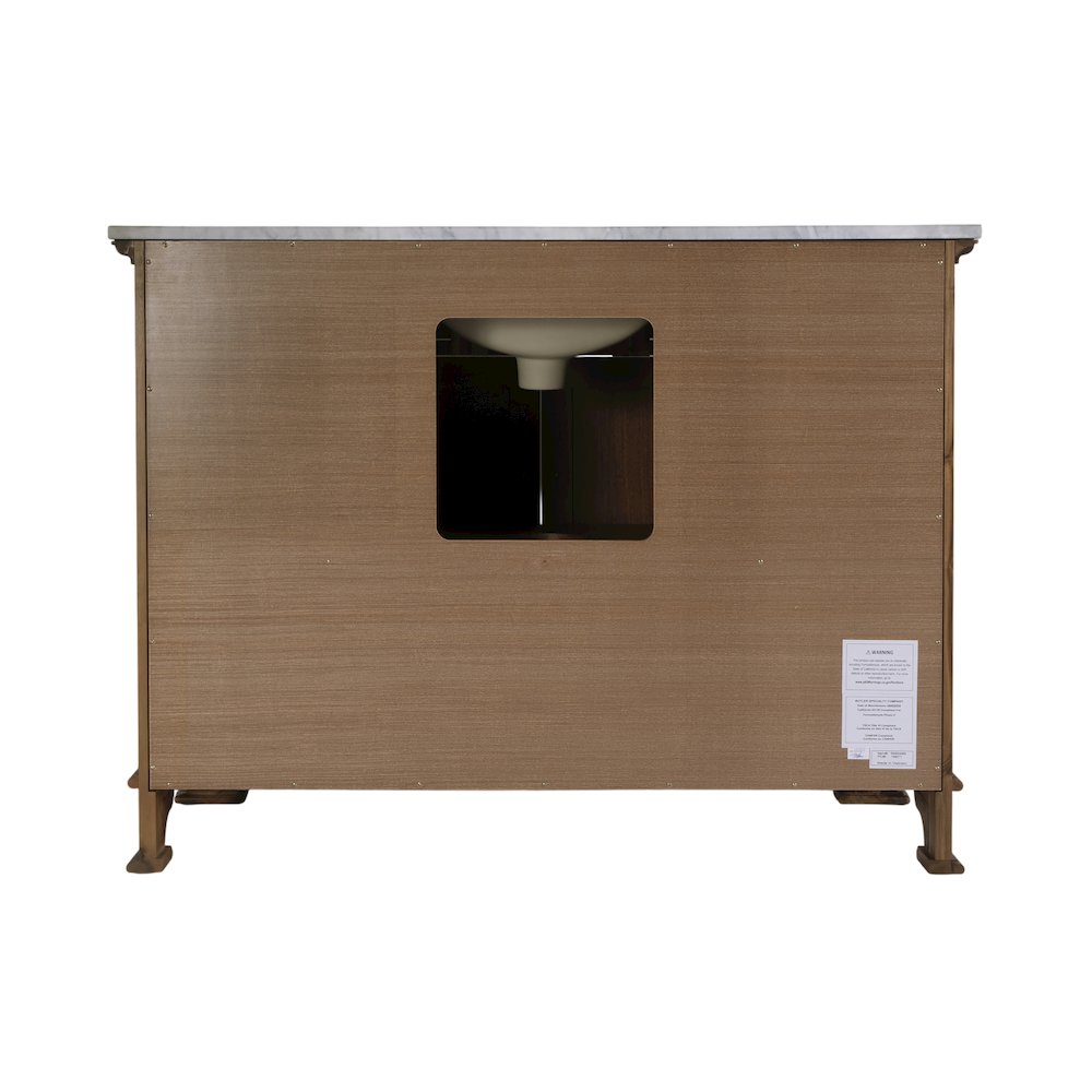 Colorado 48"W Marble Top Single Sink Bathroom Vanity, Walnut. Picture 7