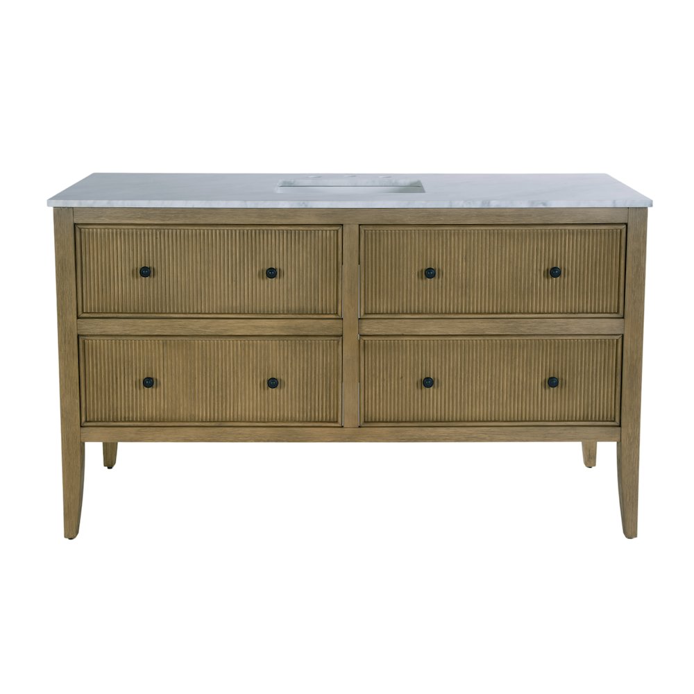 Bristol 60" W Marble Top 4 Drawer Bathroom Vanity, Natural. Picture 5