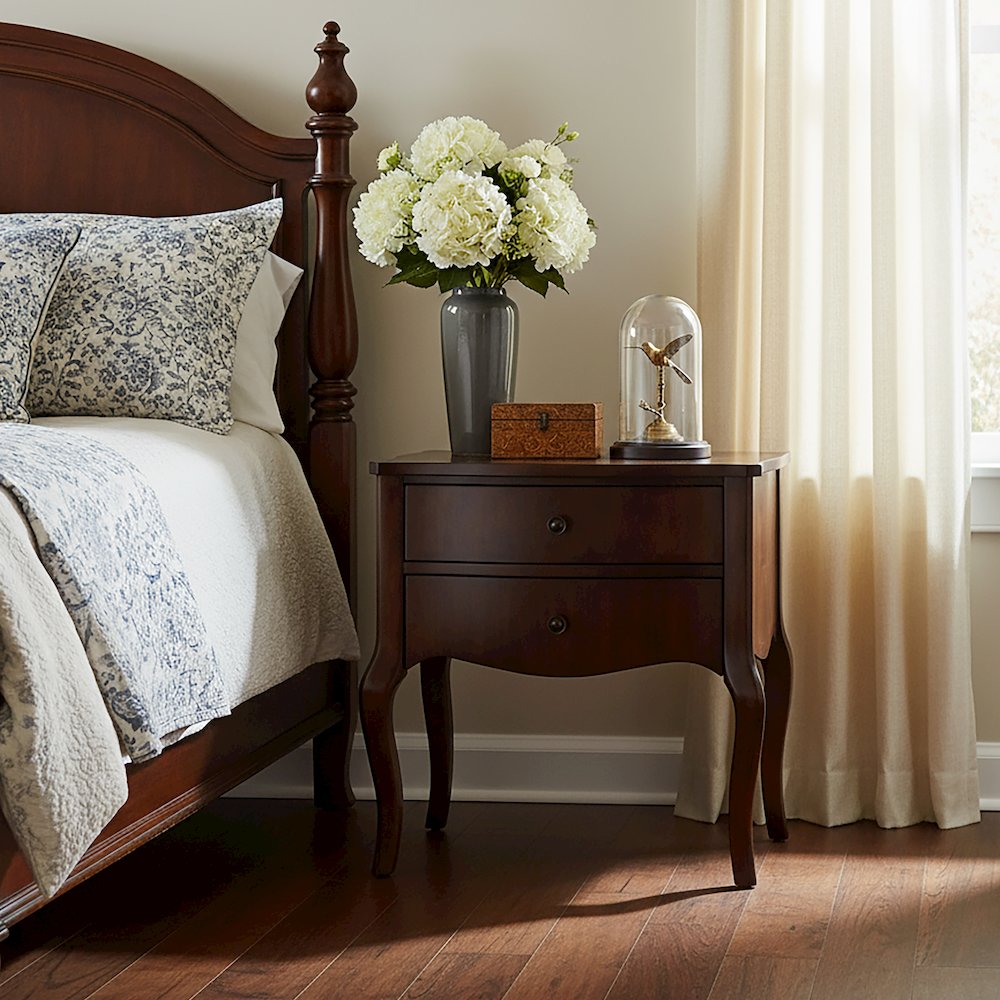 Beasley 25 in. W Rectangular Wood 2 Drawer Nightstand, Brown. Picture 2