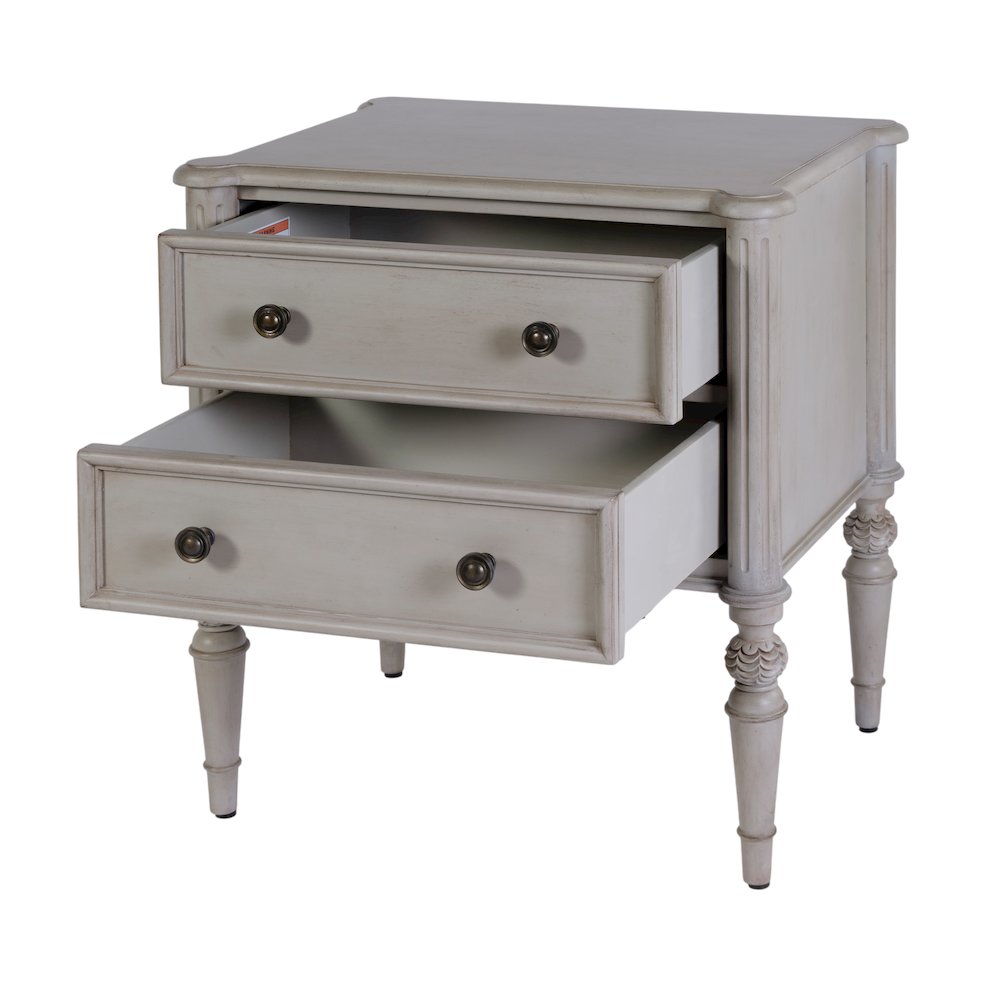 Ginny 25 in. W Rectangular Wood 2 Drawer Accent Chest, Grey. Picture 4
