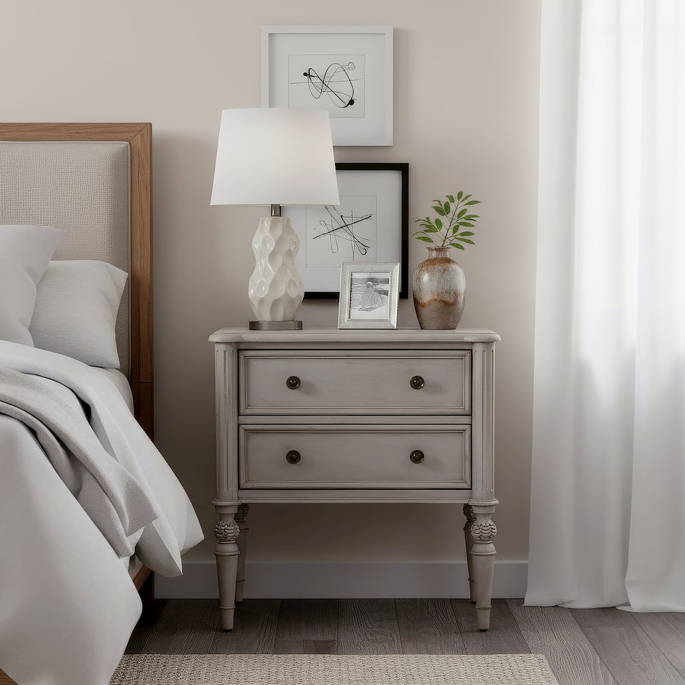 Ginny 25 in. W Rectangular Wood 2 Drawer Accent Chest, Grey. Picture 2
