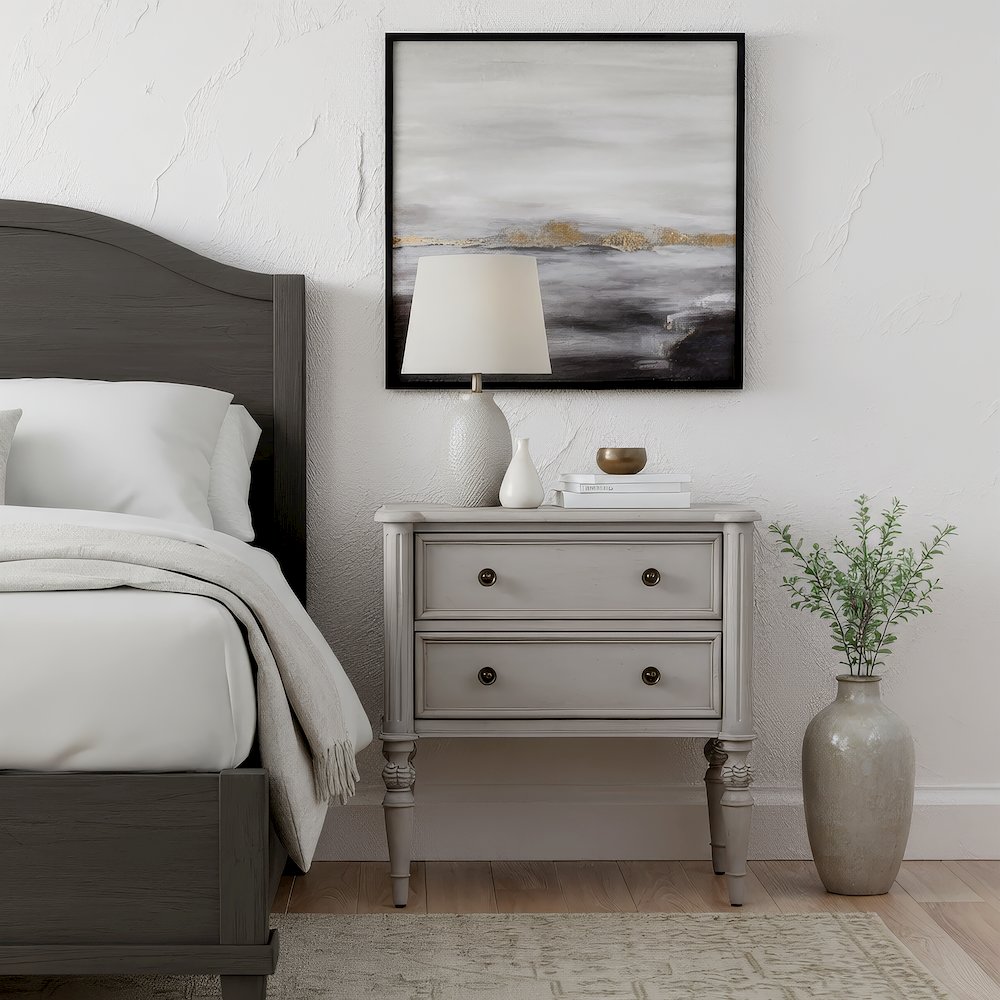 Ginny 25 in. W Rectangular Wood 2 Drawer Accent Chest, Grey. Picture 10