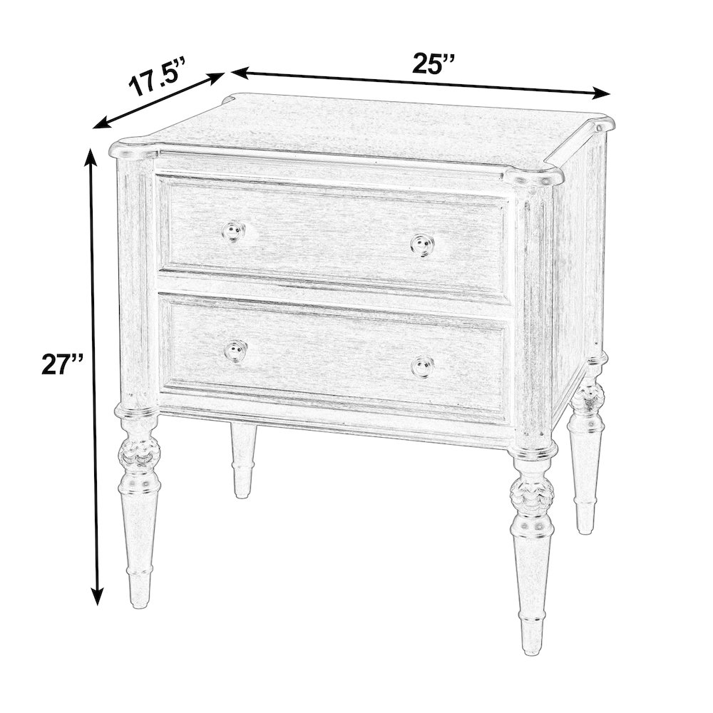 Ginny 25 in. W Rectangular Wood 2 Drawer Accent Chest, Grey. Picture 3