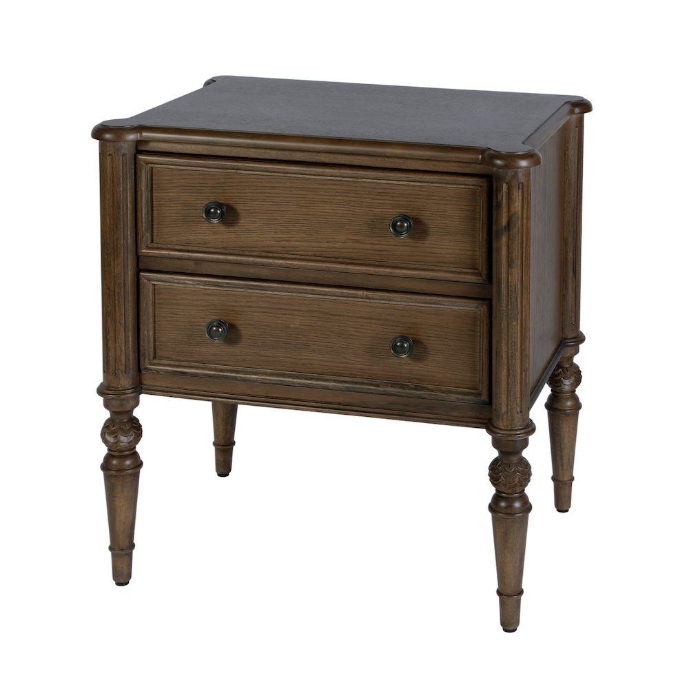 Ginny 25 in. W Rectangular Wood 2 Drawer Accent Chest, Walnut. Picture 1