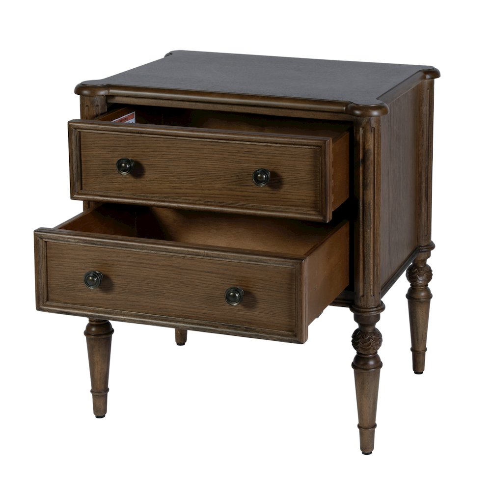 Ginny 25 in. W Rectangular Wood 2 Drawer Accent Chest, Walnut. Picture 4