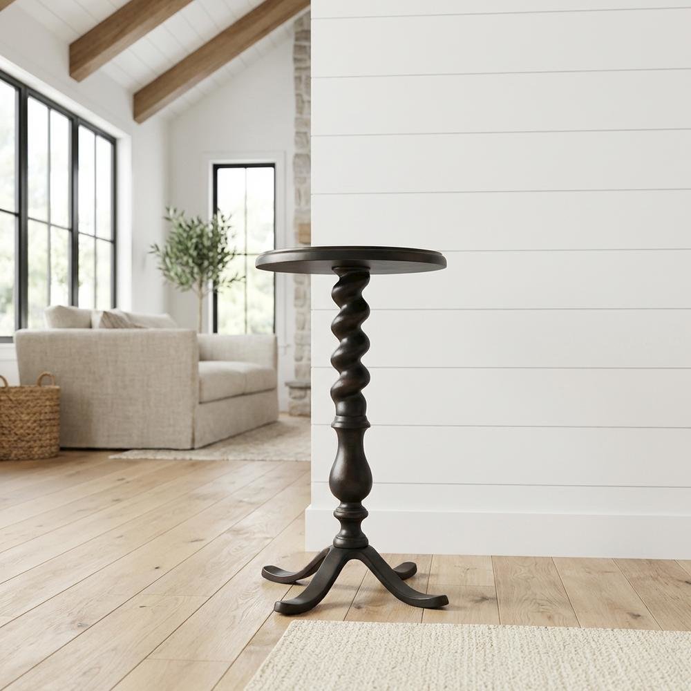 Twisted Rope Round Side Table, Transitional Accent End Table for Living Room. Picture 2