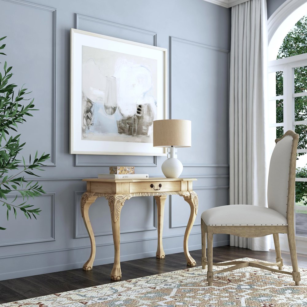 Dupree 33" Wood Writing Desk, Beige. Picture 2