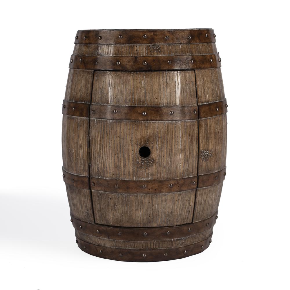 Lovell Rustic Barrel Side Table, Medium Brown. Picture 3