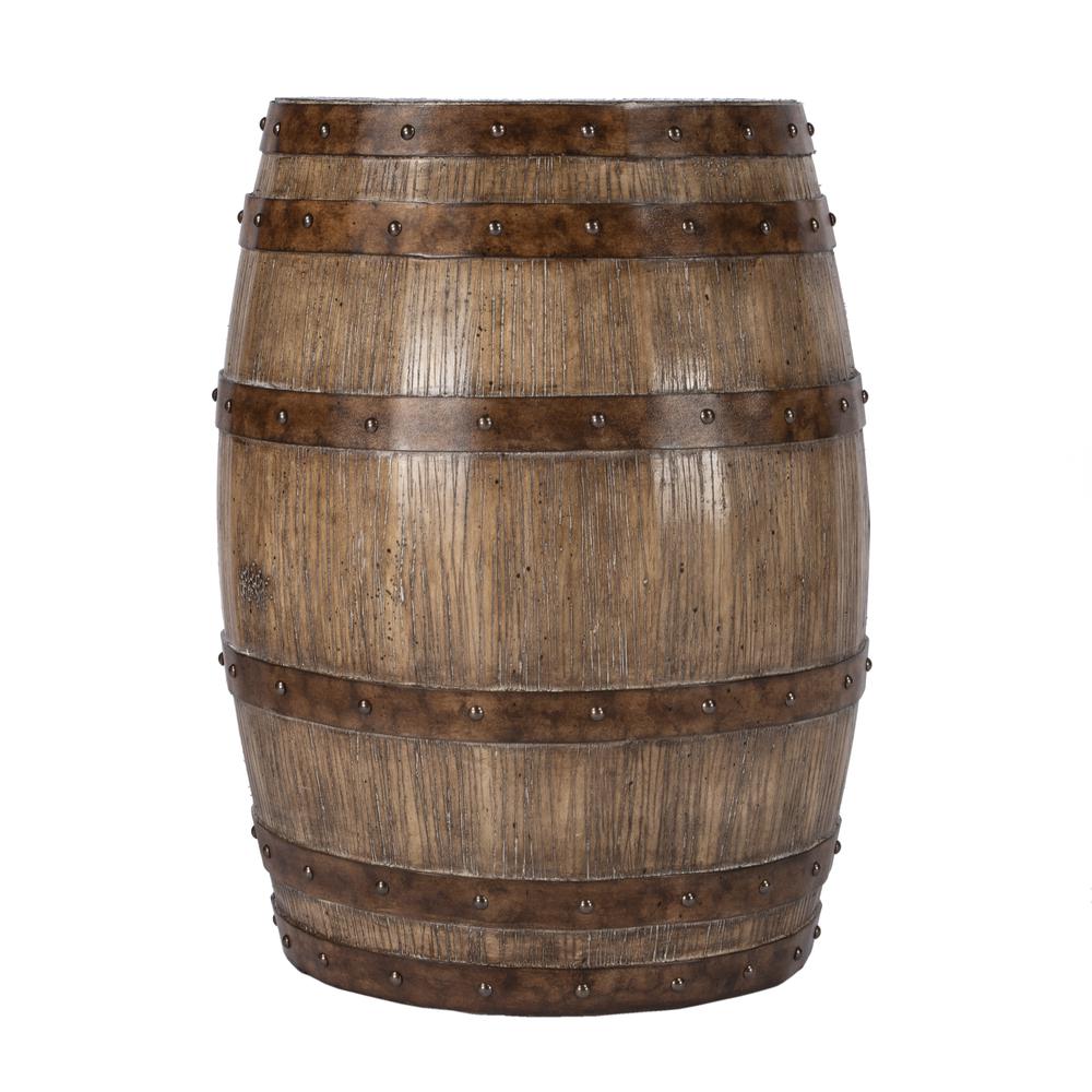 Lovell Rustic Barrel Side Table, Medium Brown. Picture 4
