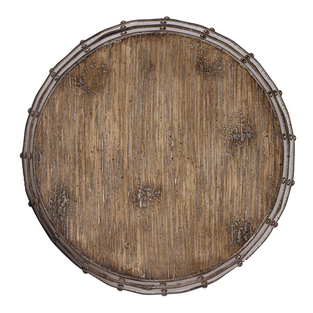 Lovell Rustic Barrel Side Table, Medium Brown. Picture 6