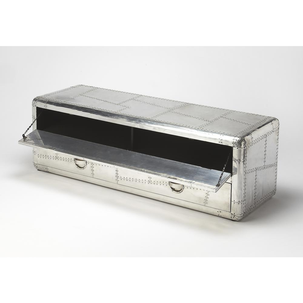 Midway 4- Drawer Aviator 59" TV Stand, Silver. Picture 2