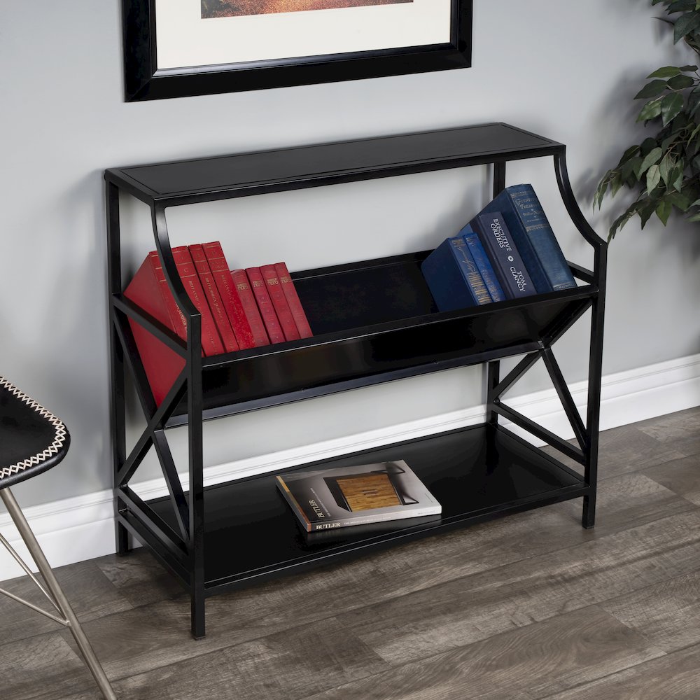 Keats Library 2 Tier 36"W Bookcase, Black. Picture 9