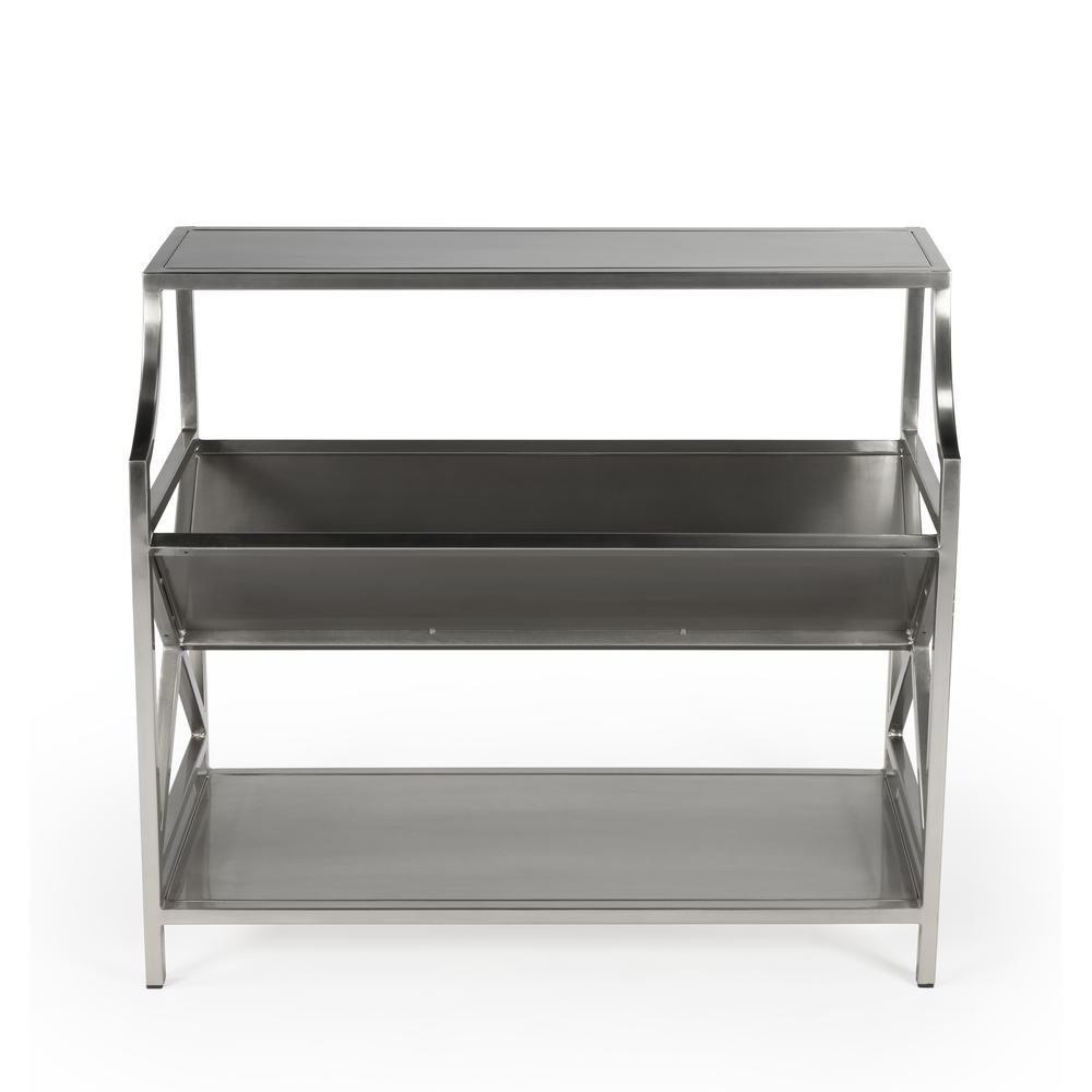 Keats Library 2 Tier 36"W Bookcase, Silver. Picture 2