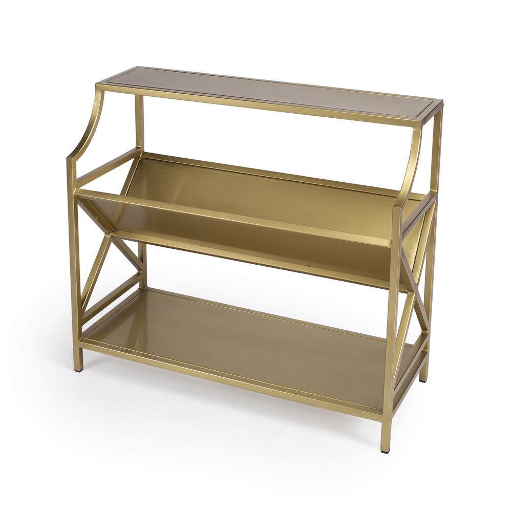 Keats Library 2 Tier 36"W Bookcase, Gold. Picture 1