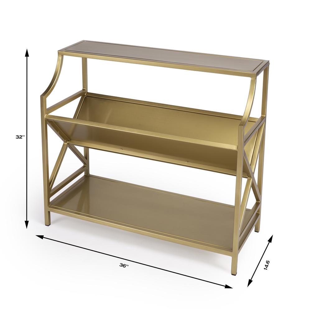 Keats Library 2 Tier 36"W Bookcase, Gold. Picture 8