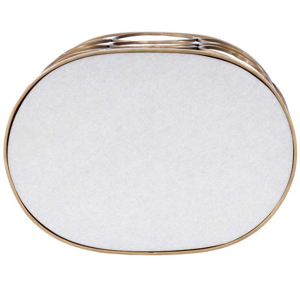 Talulah Oval Marble Side Table, Gold. Picture 4