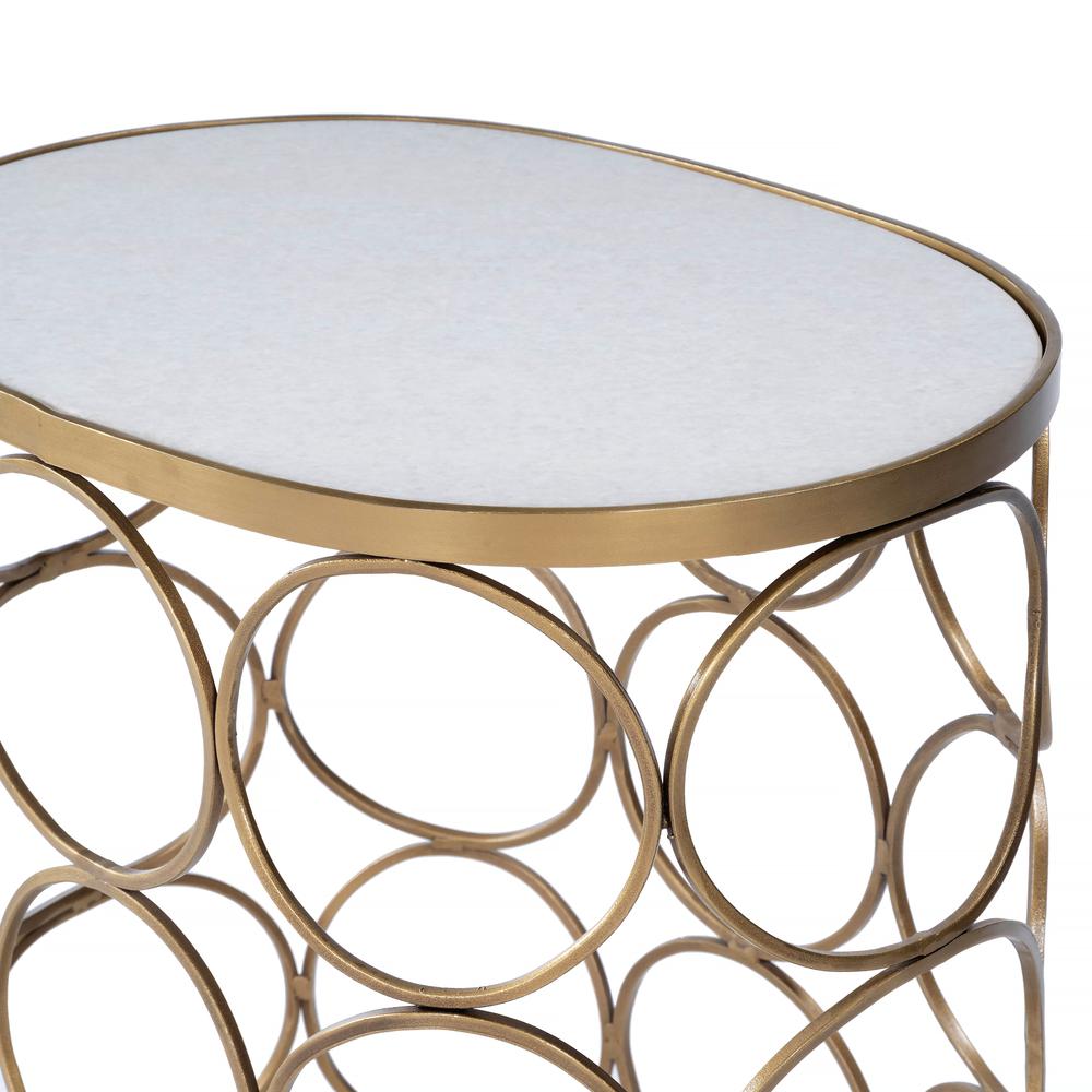 Talulah Oval Marble Side Table, Gold. Picture 6