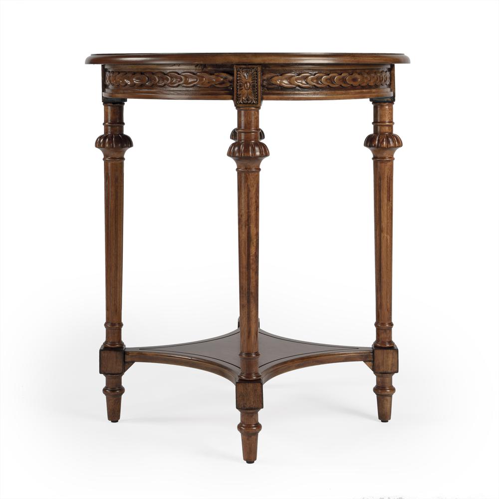 Hellinger Round End Table, Medium Brown. Picture 4