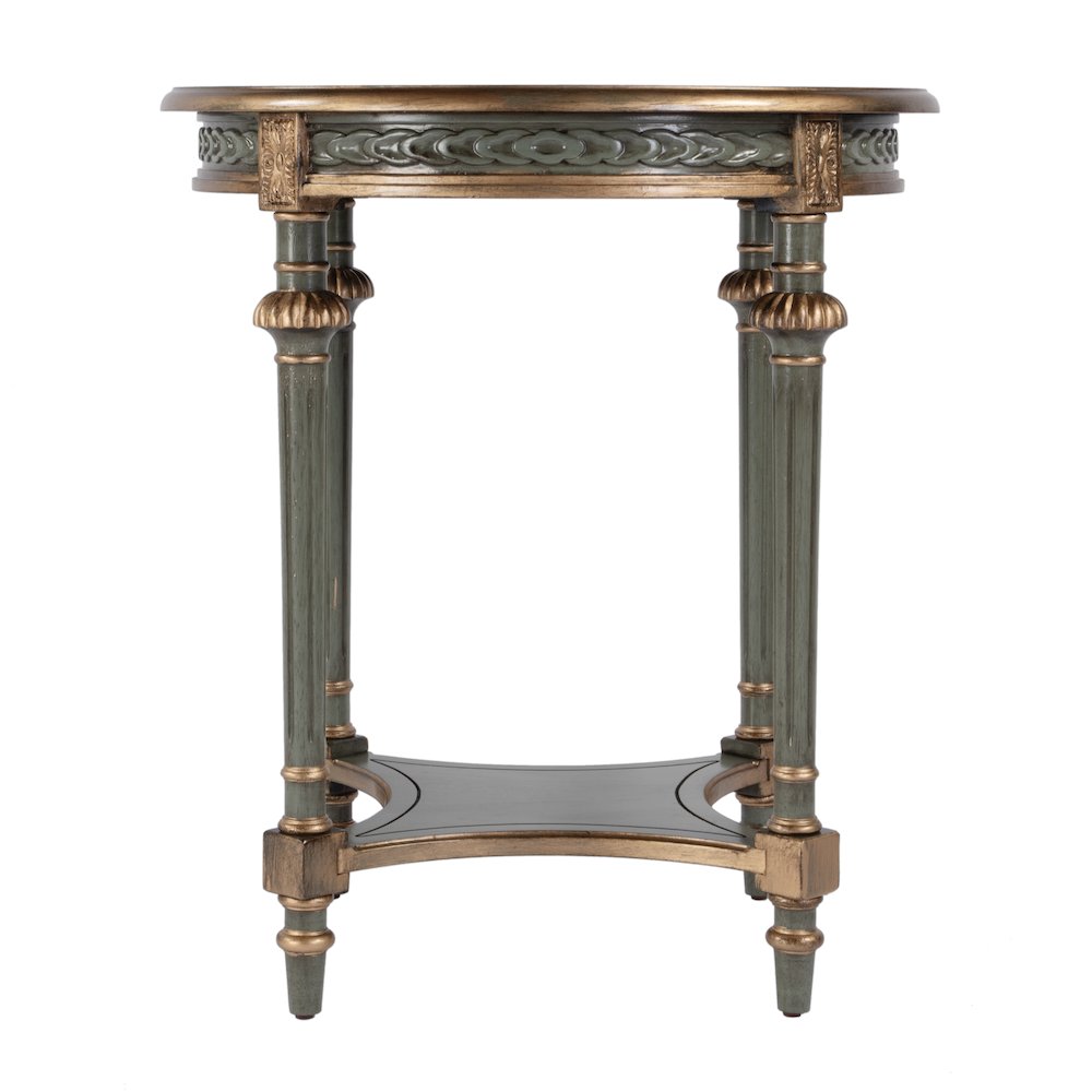 Hellinger 24 in. W Round Wood Tall End Table with Open Shelf, Pastel Green. Picture 4