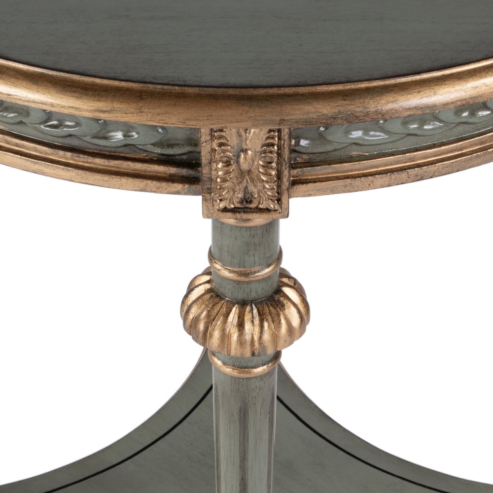 Hellinger 24 in. W Round Wood Tall End Table with Open Shelf, Pastel Green. Picture 5