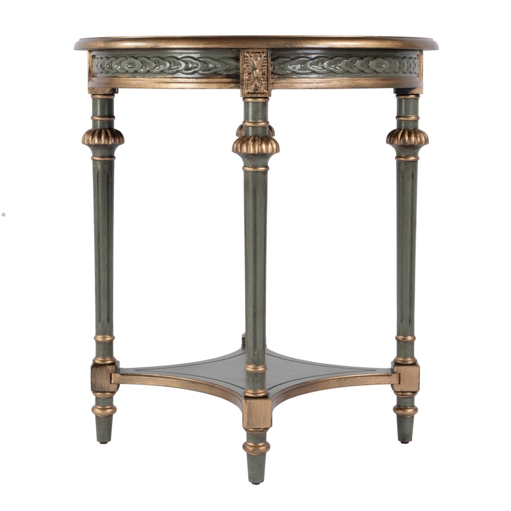 Hellinger 24 in. W Round Wood Tall End Table with Open Shelf, Pastel Green. Picture 6