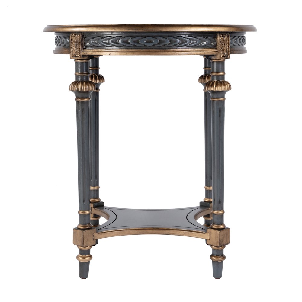 Hellinger 24 in. W Round Wood Tall End Table with Open Shelf, Pastel Blue. Picture 5
