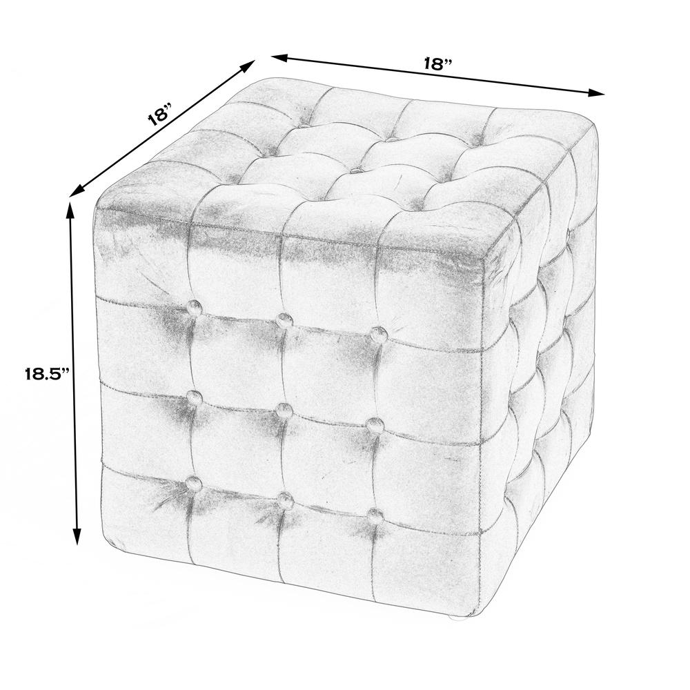 Leon Button Tufted Leather Ottoman, Dark Brown. Picture 6