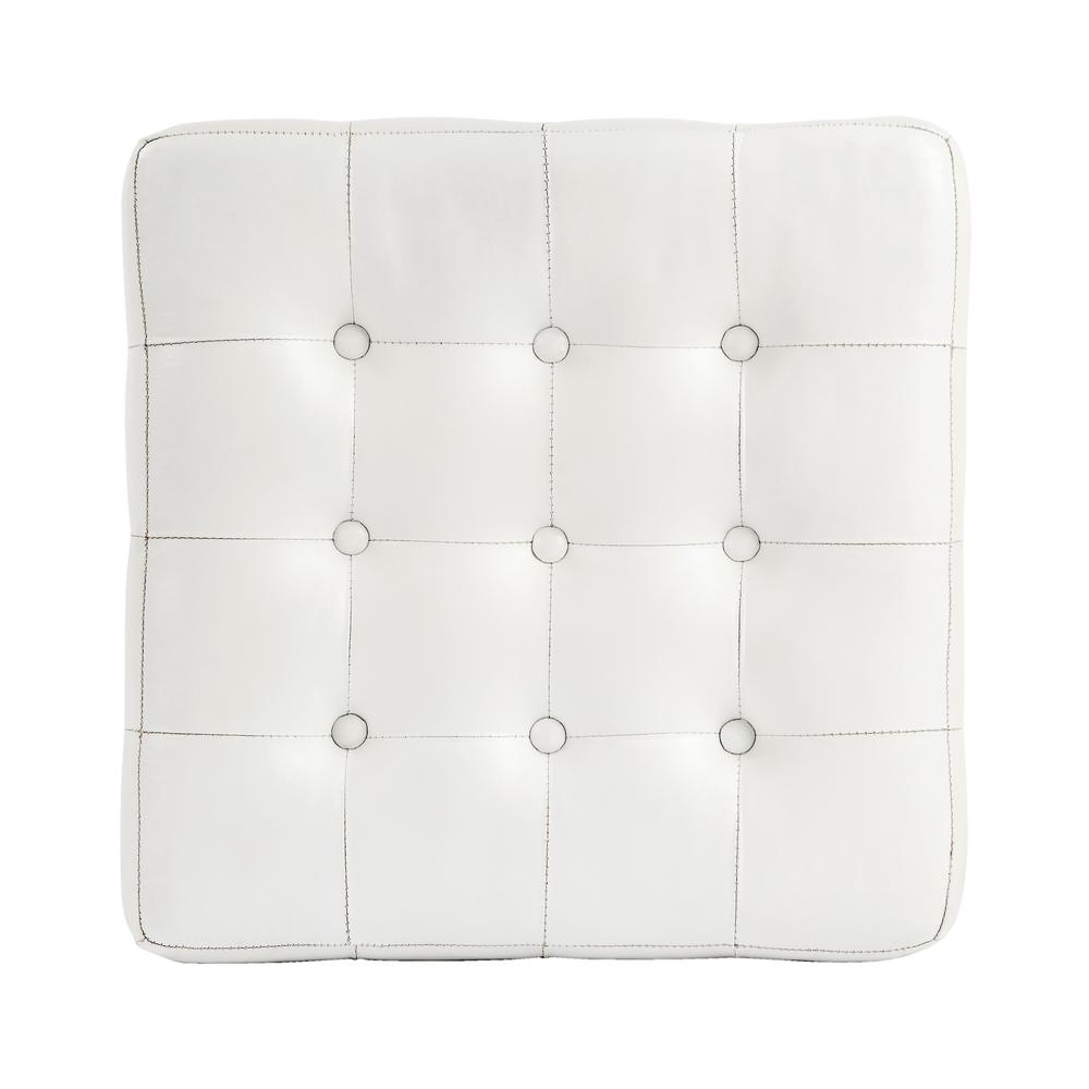 Leon Leather Cube Ottoman, White. Picture 6