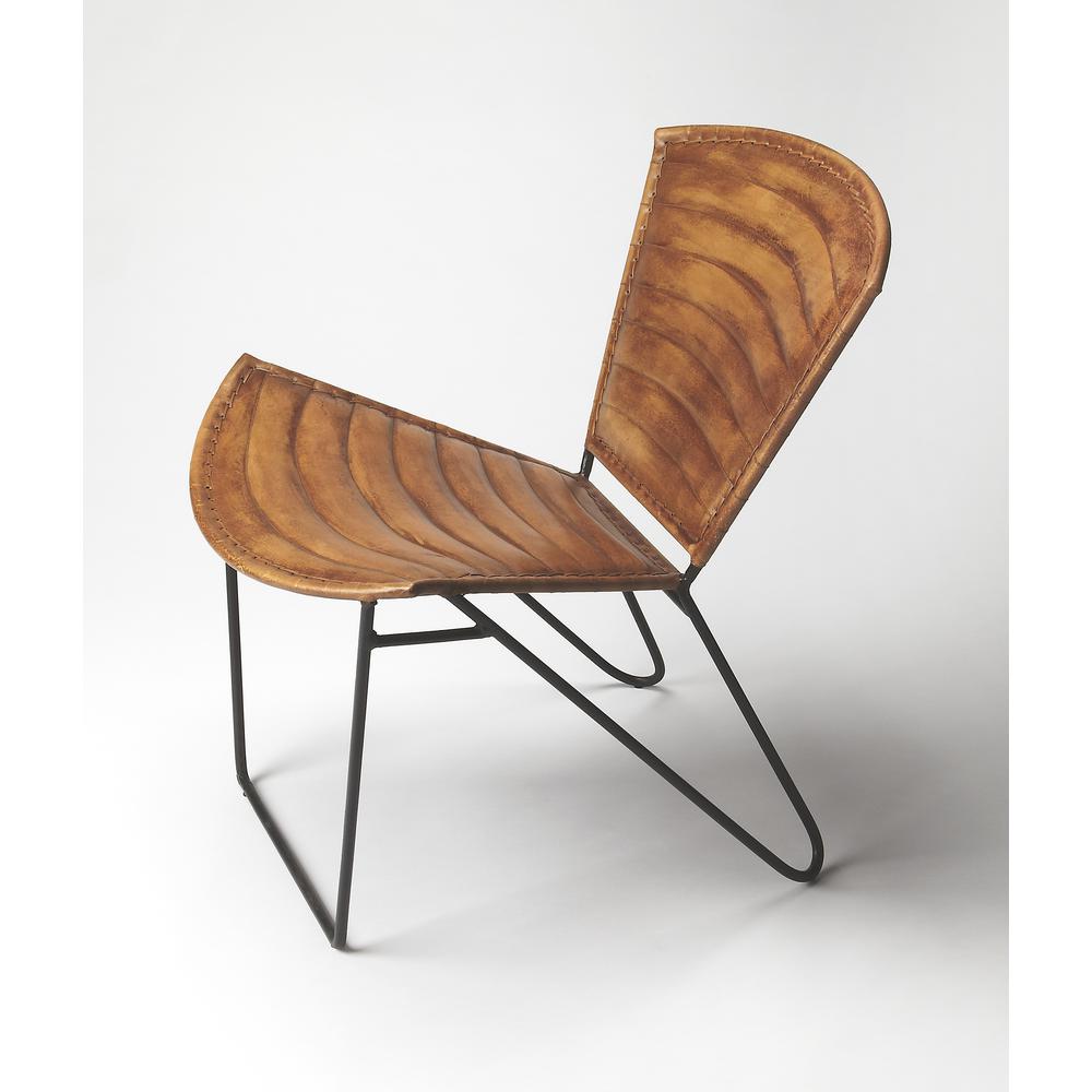 Felix Iron & Leather Accent Chair, Medium Brown. Picture 2