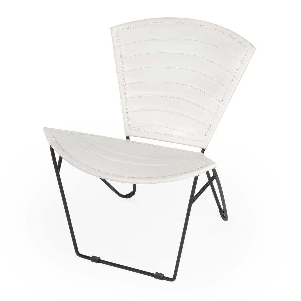 Felix Iron & Leather Accent Chair, White. Picture 1