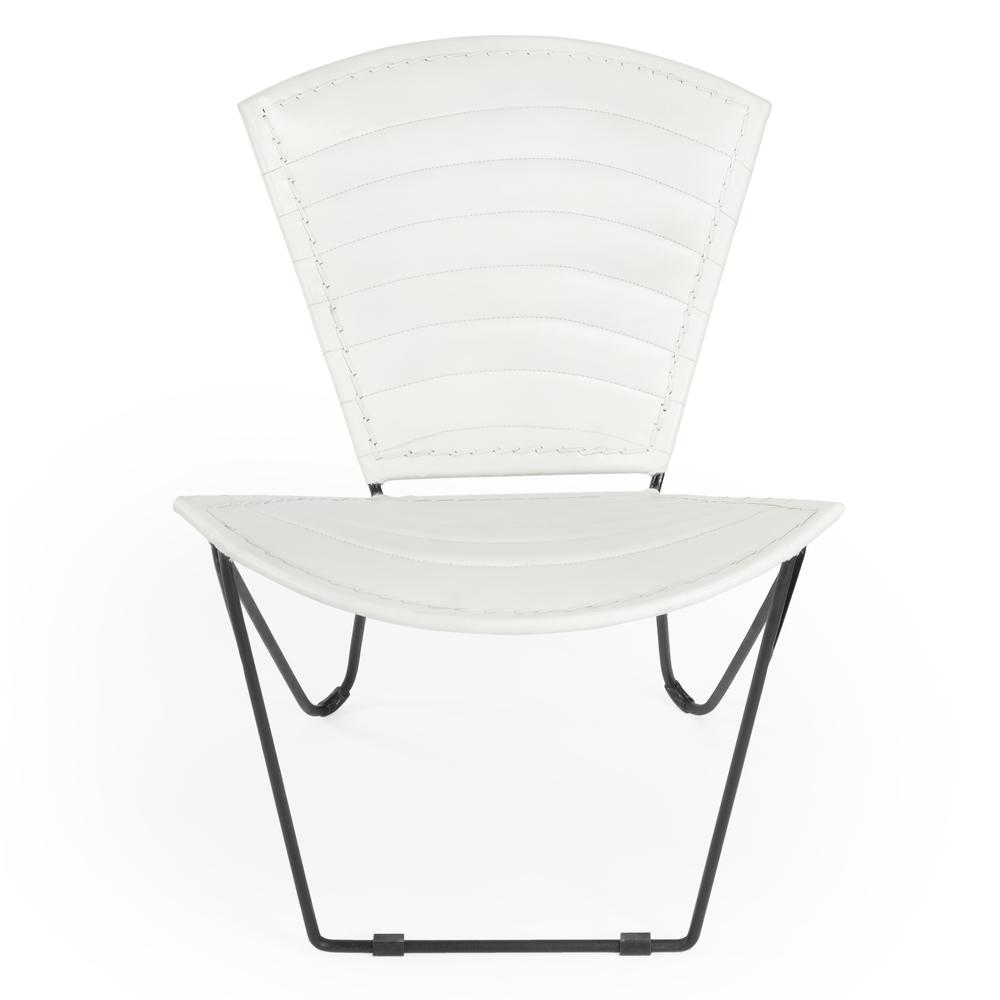 Felix Iron & Leather Accent Chair, White. Picture 2