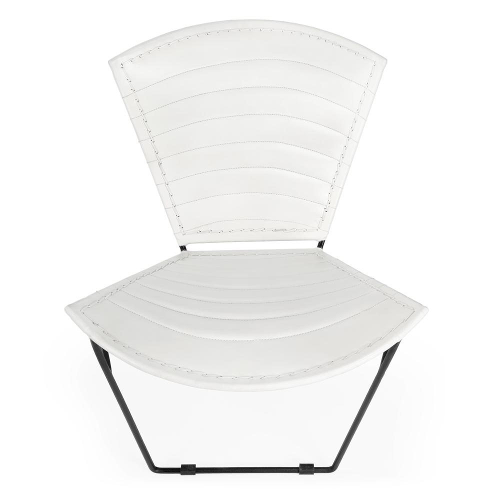 Felix Iron & Leather Accent Chair, White. Picture 3