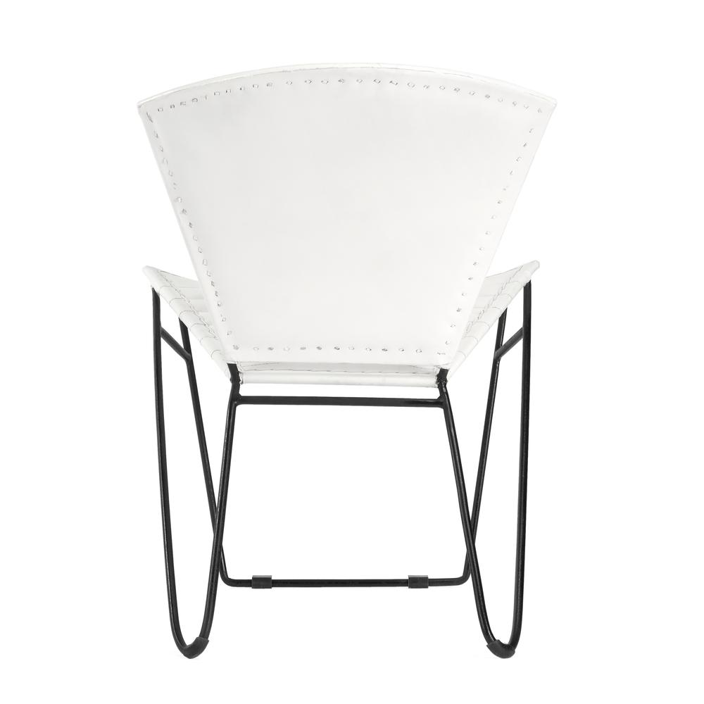 Felix Iron & Leather Accent Chair, White. Picture 4