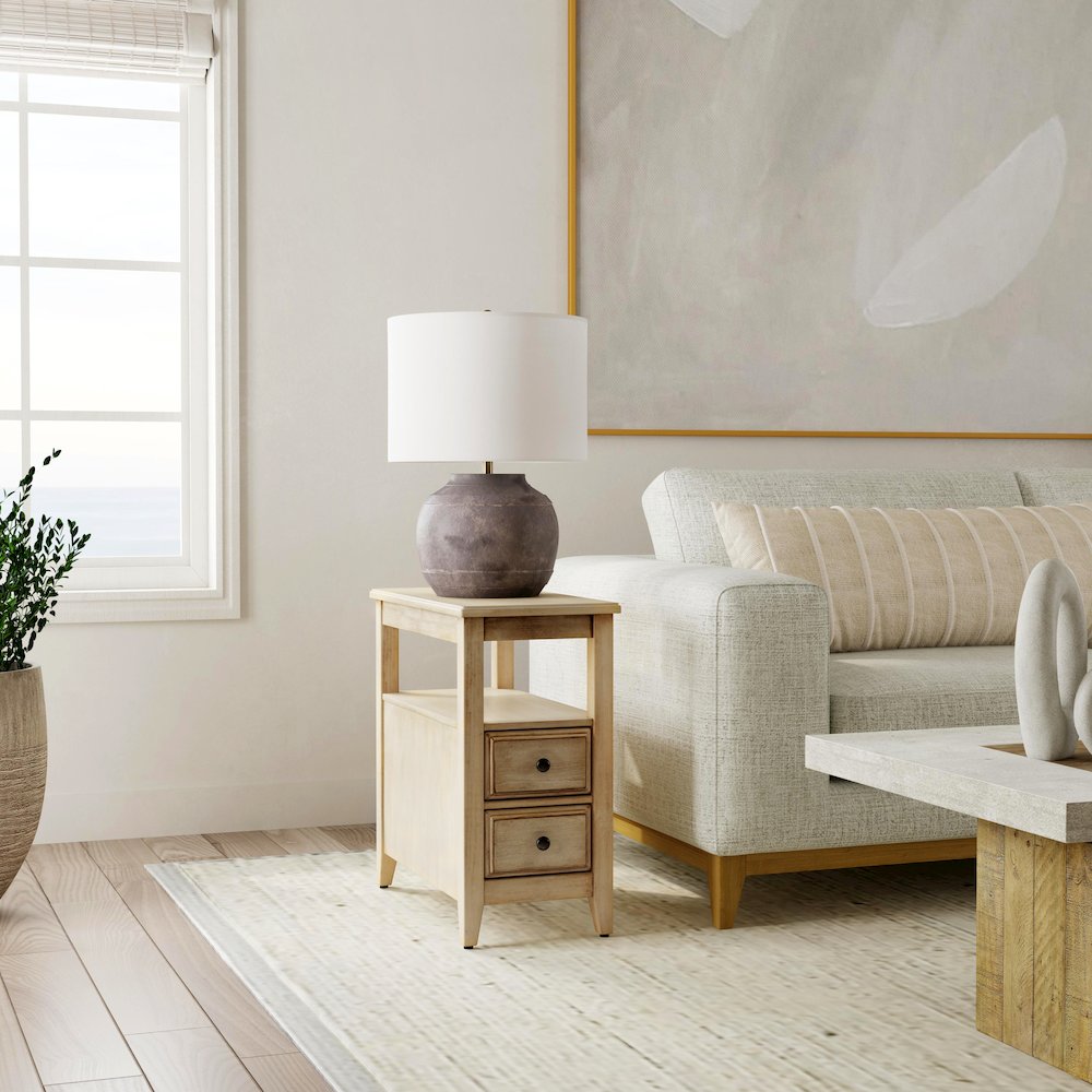 Marcus Side Table with Storage, Tan/Beige. Picture 7