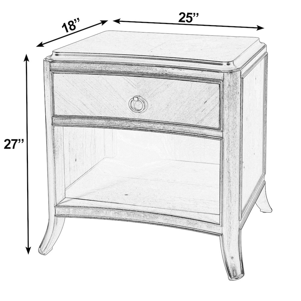 Granby 25 in. W 1 Drawer Nightstand with Lower Shelf, Brown. Picture 3