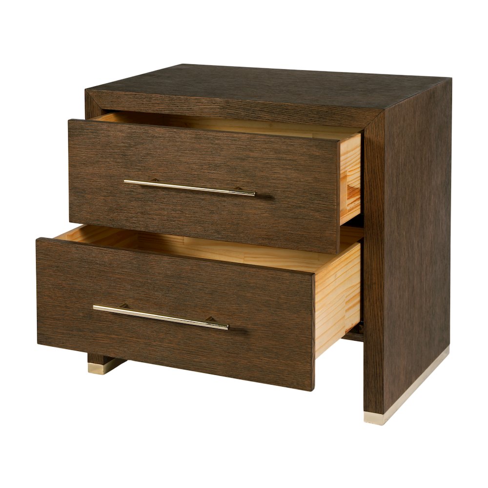 Porter 28 in. W Rectangular Wood 2 Drawer Nightstand, Brown. Picture 4