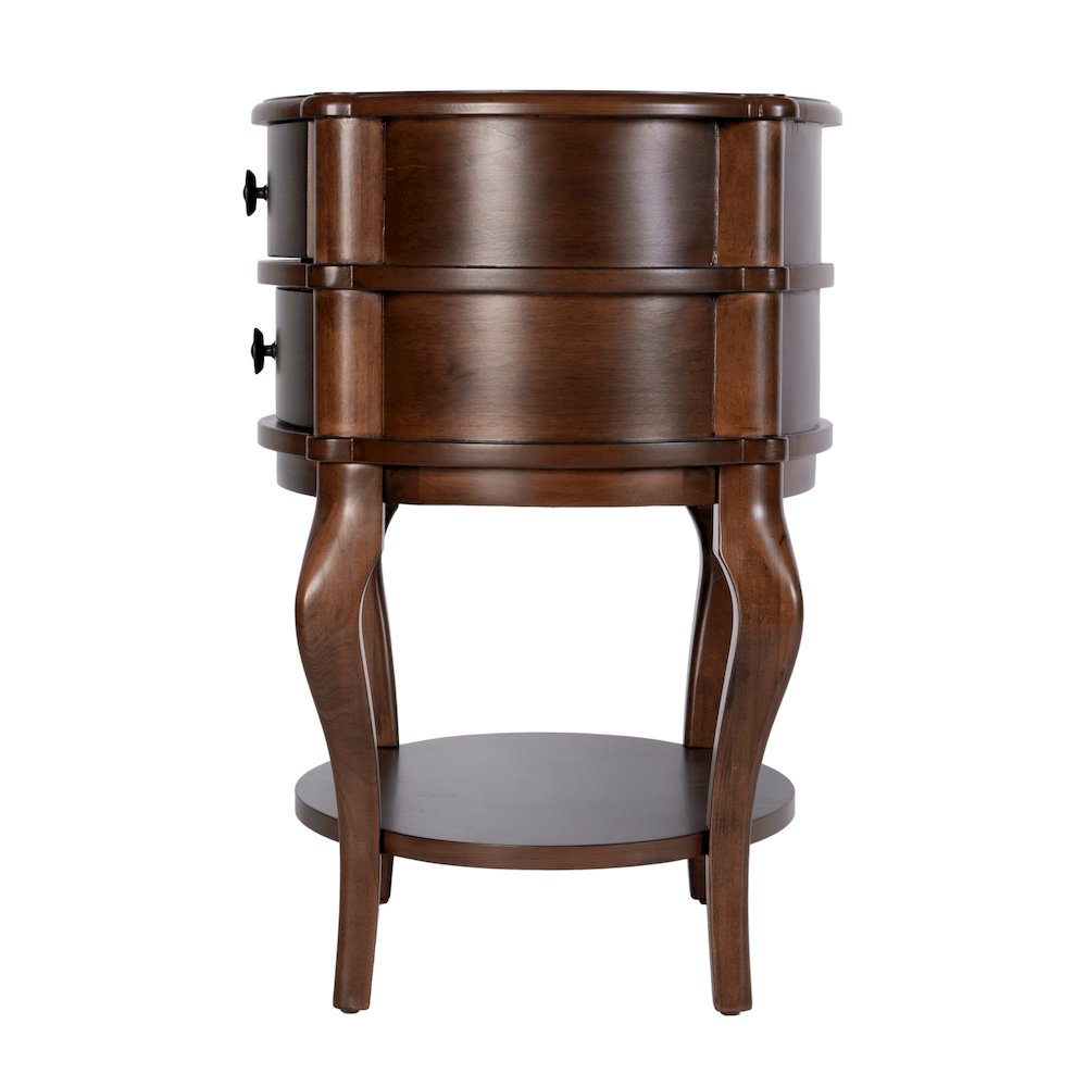 Ethel 25 in. W Oval Wood 2 Drawer Accent Table, Brown. Picture 5