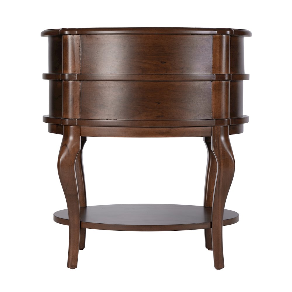 Ethel 25 in. W Oval Wood 2 Drawer Accent Table, Brown. Picture 6