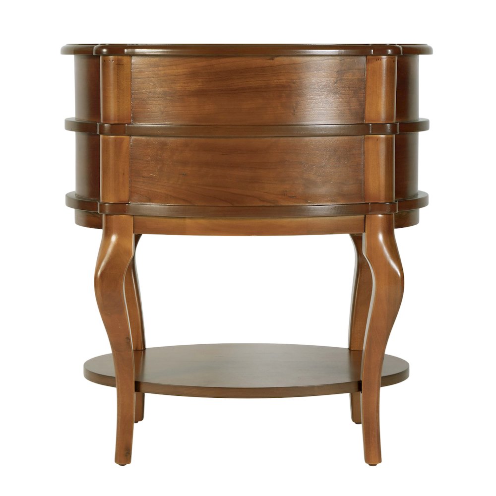 Ethel 25 in. W Oval Wood 2 Drawer Accent Table, Light Brown. Picture 7