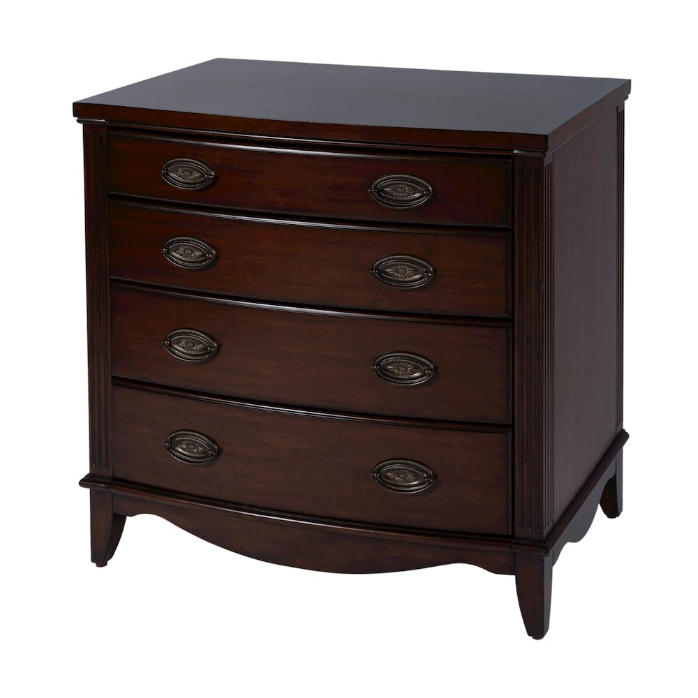 Agatha 32 in. W Rectangular Wood 4 Drawer Accent Chest, Dark Brown. Picture 1
