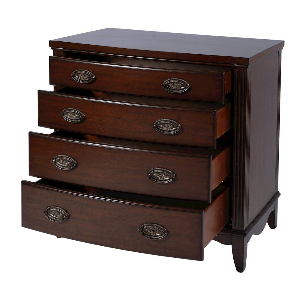 Agatha 32 in. W Rectangular Wood 4 Drawer Accent Chest, Dark Brown. Picture 4