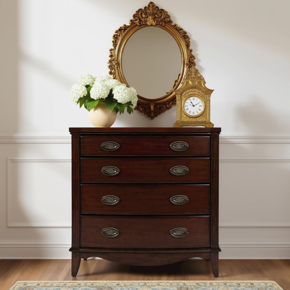 Agatha 32 in. W Rectangular Wood 4 Drawer Accent Chest, Dark Brown. Picture 2