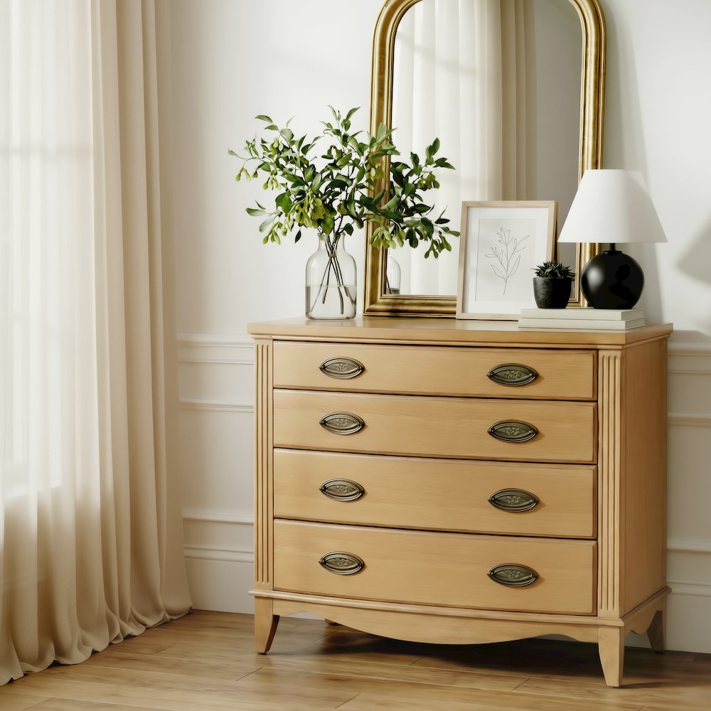 Agatha 32 in. W Rectangular Wood 4 Drawer Accent Chest, Medium Brown. Picture 2