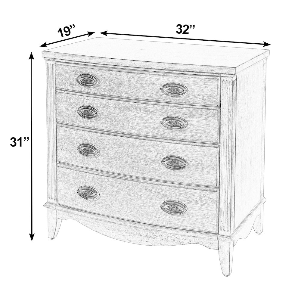 Agatha 32 in. W Rectangular Wood 4 Drawer Accent Chest, Medium Brown. Picture 3